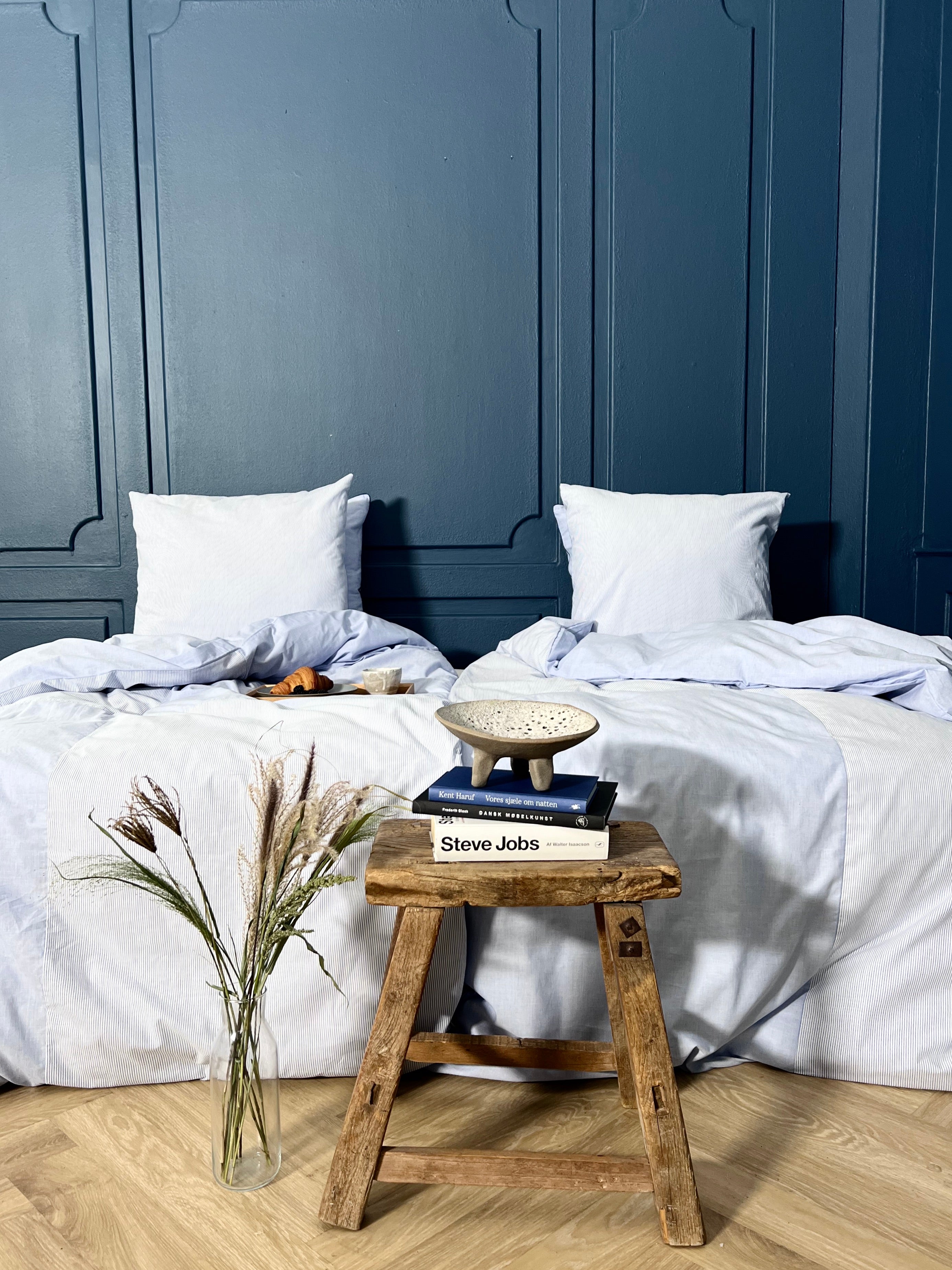 Mini Strib Patchwork sengetøj - blå